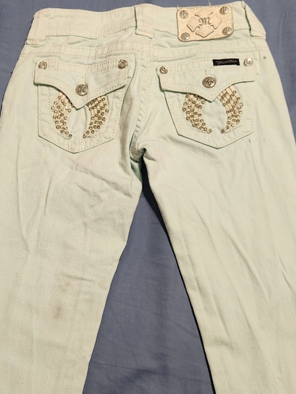 Miss Me Women's Skinny Jeans Size 24 Icy Blue Embellished Denim - Picture 7 of 15